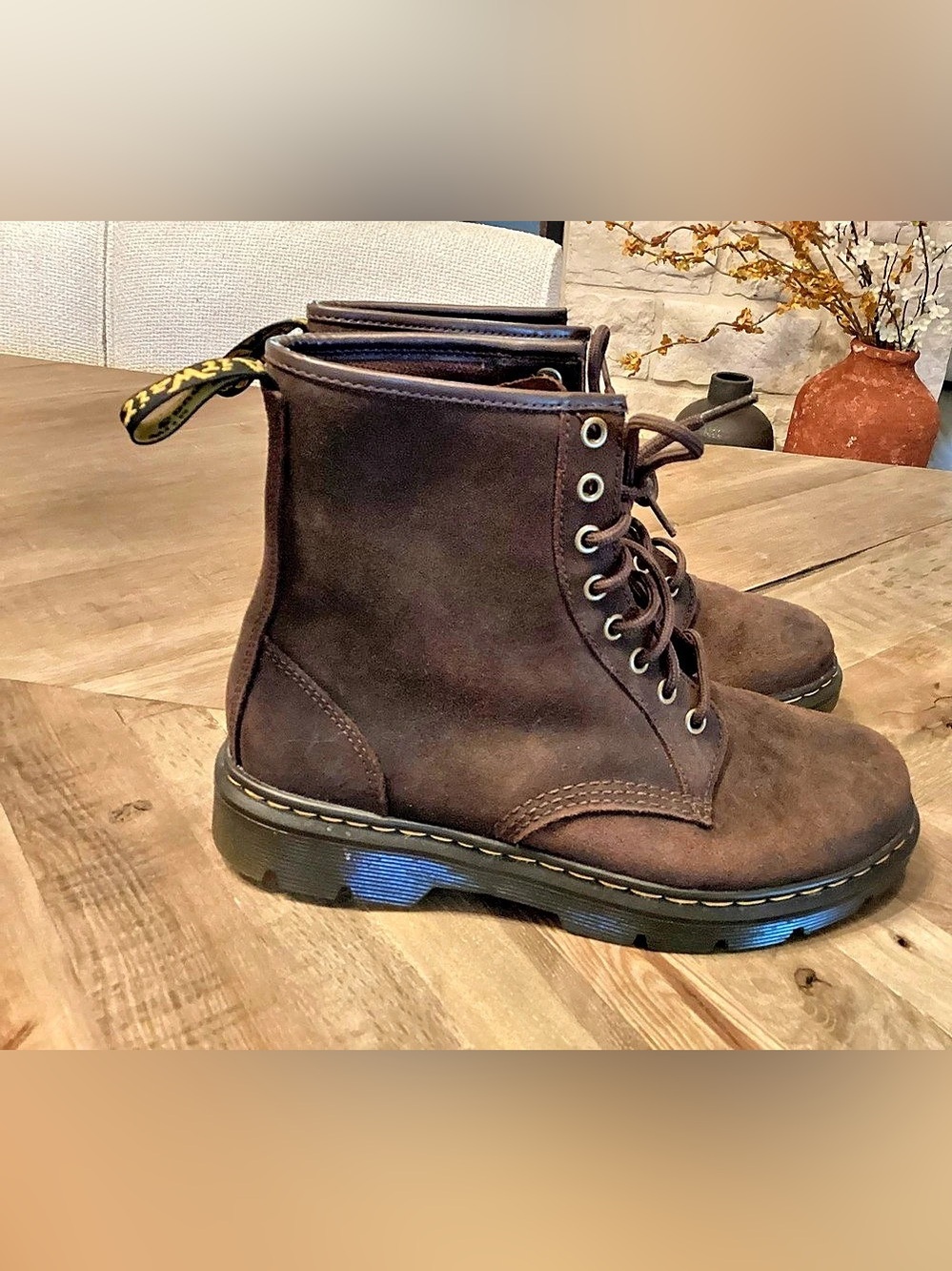 Dr Martens Brown Combat Boots Womens 9 Grunge Y2K Dark Academia